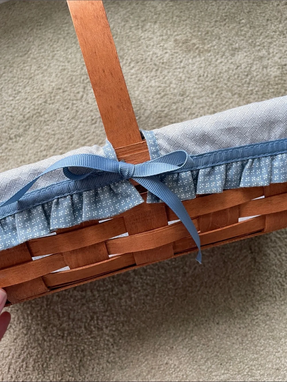 Longaberger Brown Basket Pair with Blue liner